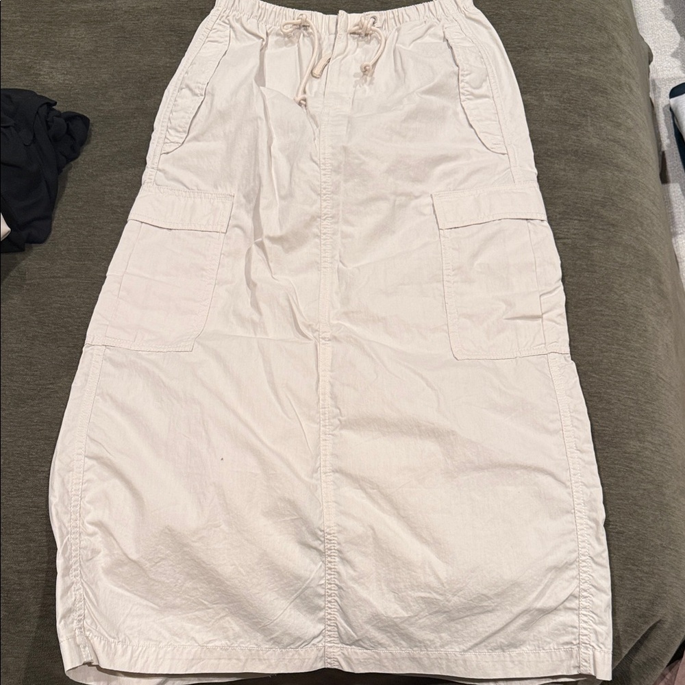 Women's Casual Drawstring Cargo Skirt - Cream